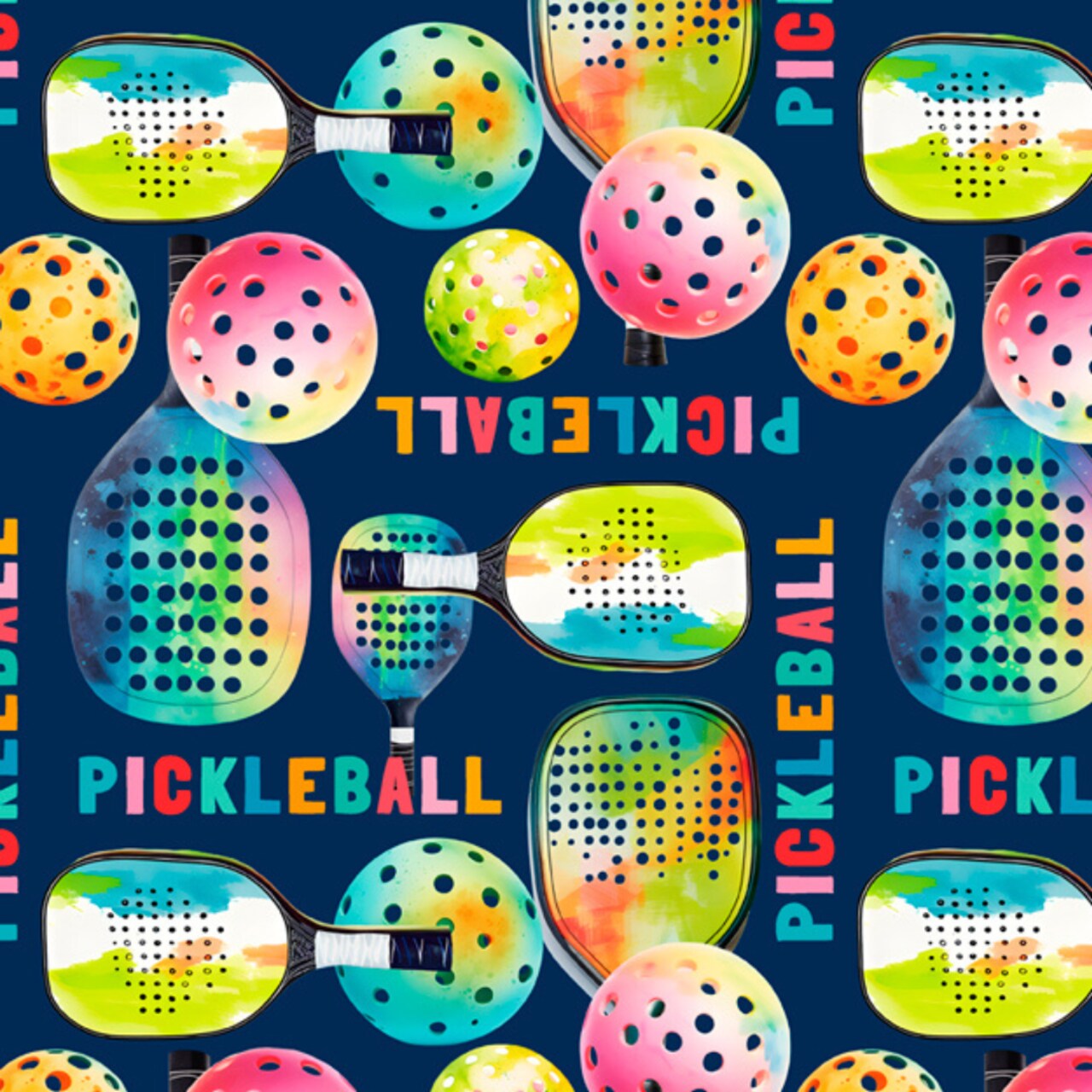 Sports Play Pickleball Digital Cotton Print Fabric| By The Yard | Sewing and Crafting | 44 inches wide